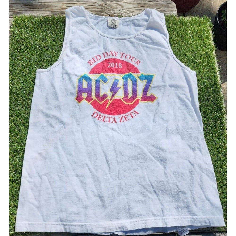 Delta Zeta AC/DZ 2018 Bid Day Tour  Sleeveless Tank Top T-shirt Size M White - Picture 3 of 8
